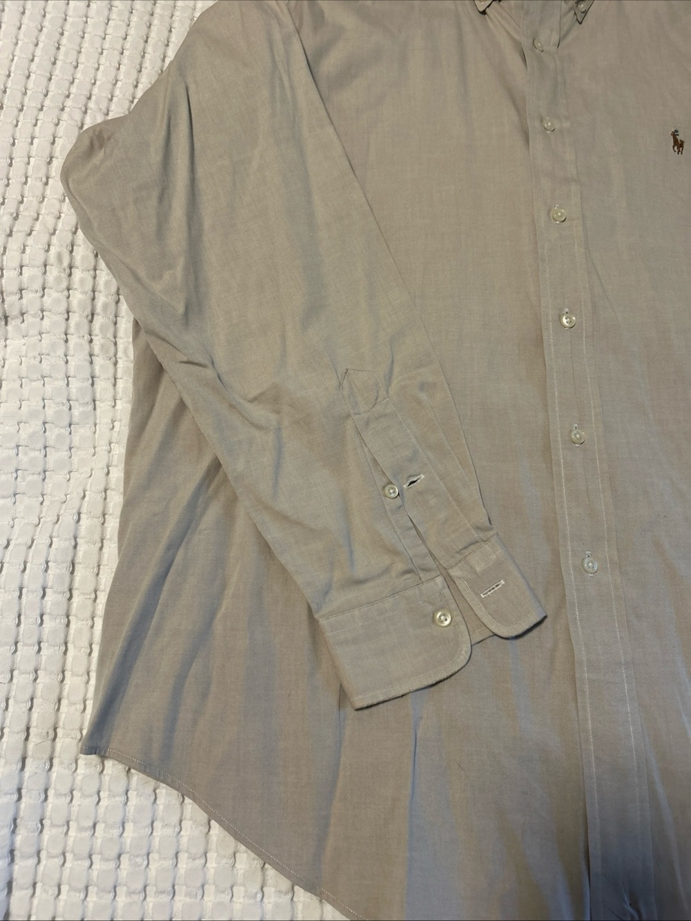 Ralph Lauren Yarmouth Button Down Oxford Shirt 100% Cotton 17 34/35 Sand Color - Picture 6 of 7